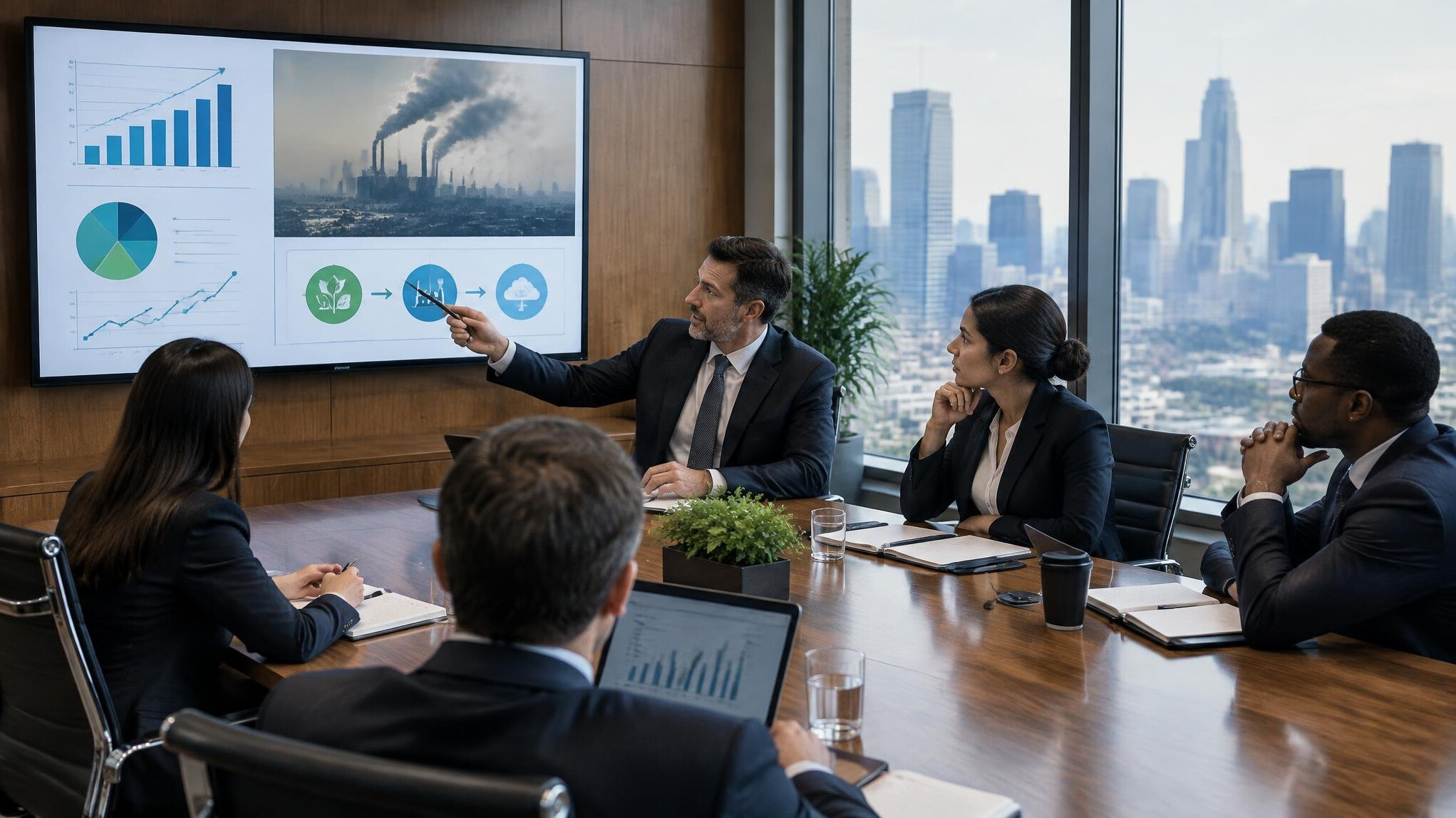 corporate meeting room with charts